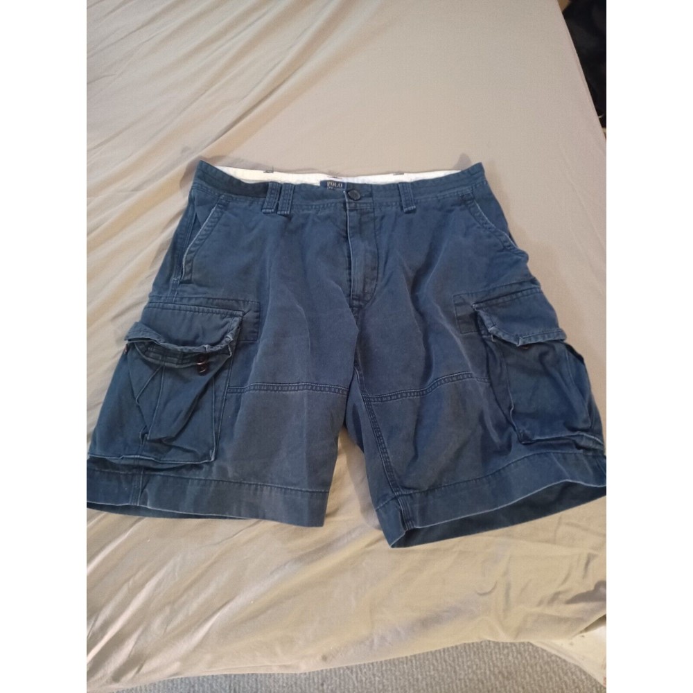 Polo Ralph Lauren Shorts Mens 40 Navy Cargo Flat Front Utility Classic Chino